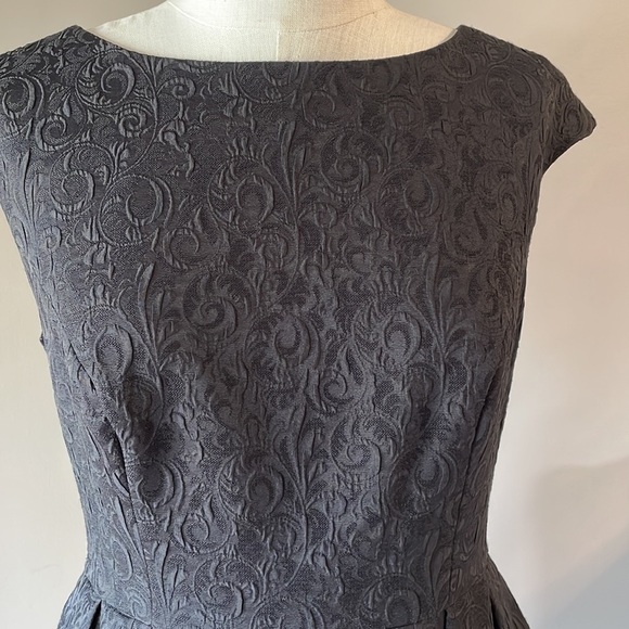 CYNTHIA STEFFE Jacquard textured SKATER cocktail DRESS / BLACK / Box PLEATS 8 - Picture 3 of 14